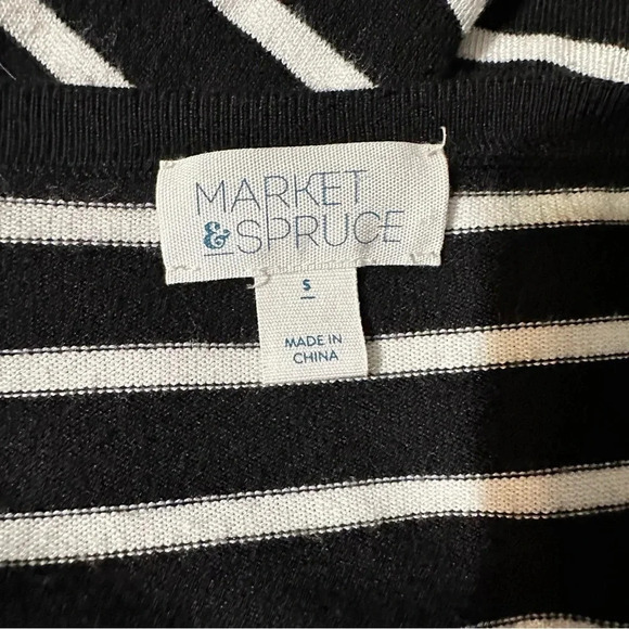 Market & Spruce Sweater Cardigan Black Striped Elbow Patch Long Sleeve S… - Picture 4 of 5